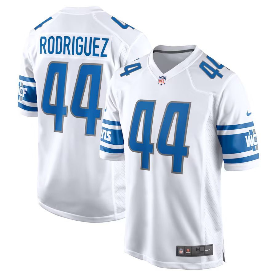 Men Detroit Lions 44 Malcolm Rodriguez Nike White Game Player NFL Jersey
